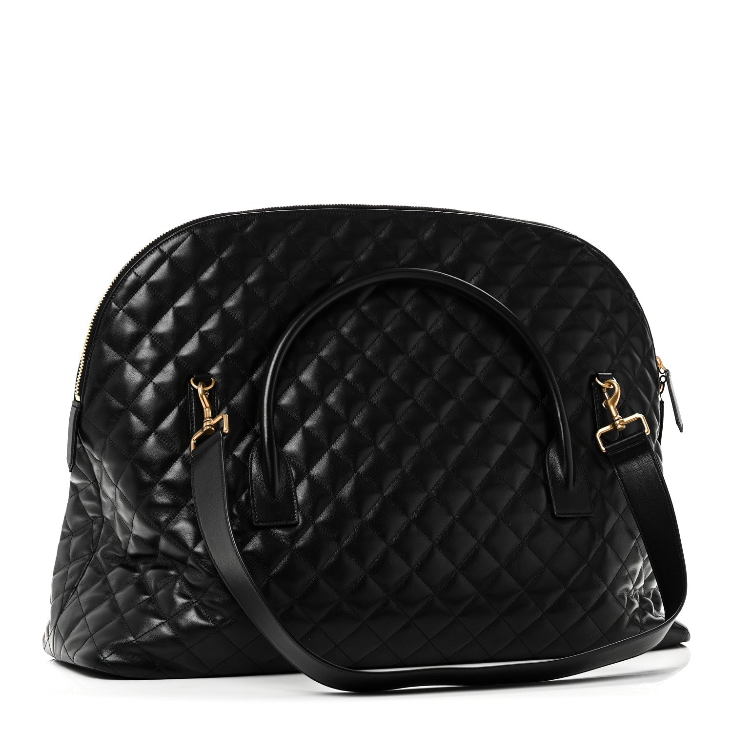 Calfskin Quilted ES Giant Travel Bag Black