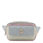 Goatskin Quilted Waist Bag Green Blue Pink