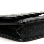 Caviar Quilted Wallet on Chain WOC Black