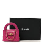 Shiny Aged Calfskin Quilted Mini Nano Kelly Shopper Dark Pink