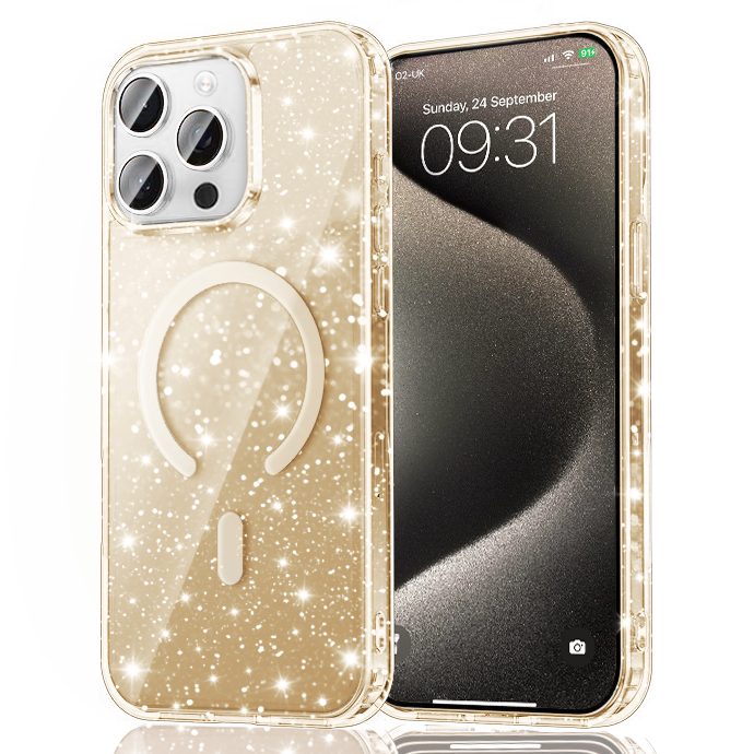 Entronix [Magnetic] Case Compatible with iPhone 15 Pro - [Hard Back] Glitter Color