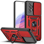Kickstand Ring Holder With Slide Camera Cover Tpu Magnetic Car Mount For Galaxy A53 5G In Red