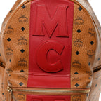 Visetos Medium Stark Logo Stripe Backpack Cognac Red