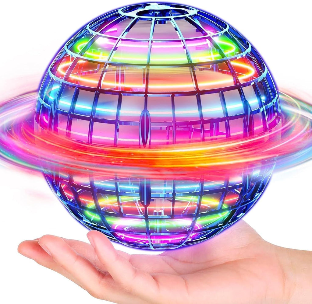 Flying Orb Ball (Blue) with Dazzling Lights, Magic Hover Spinner, Cool Boomerang Drone, Floating Cosmic Globe, Kids Toys Gifts for 6 7 8 9 10 Year Old Boys Girls