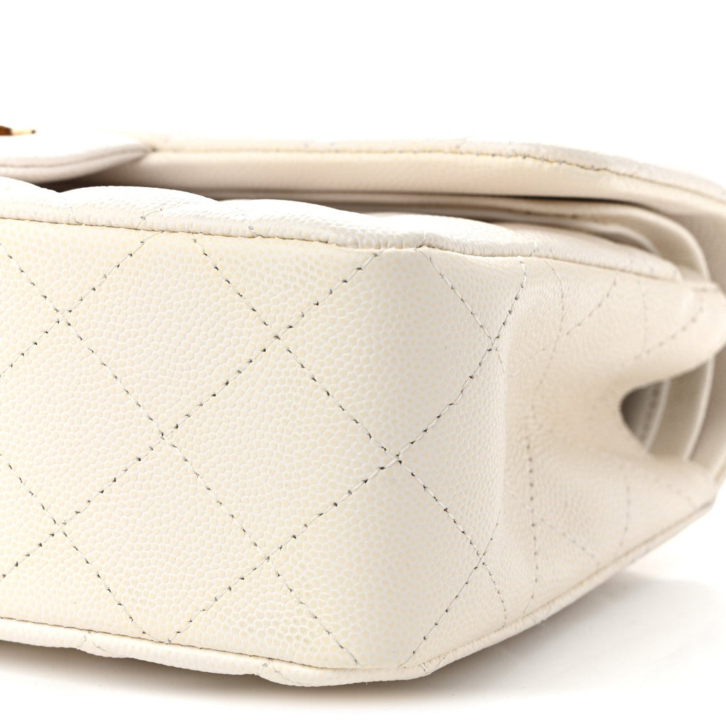Caviar Quilted Small Double Flap White
