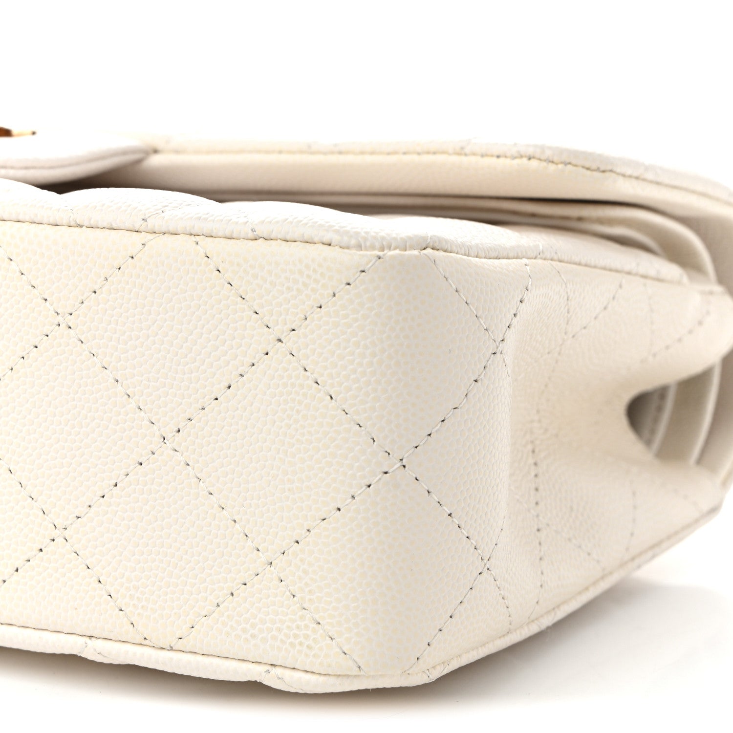 Caviar Quilted Small Double Flap White