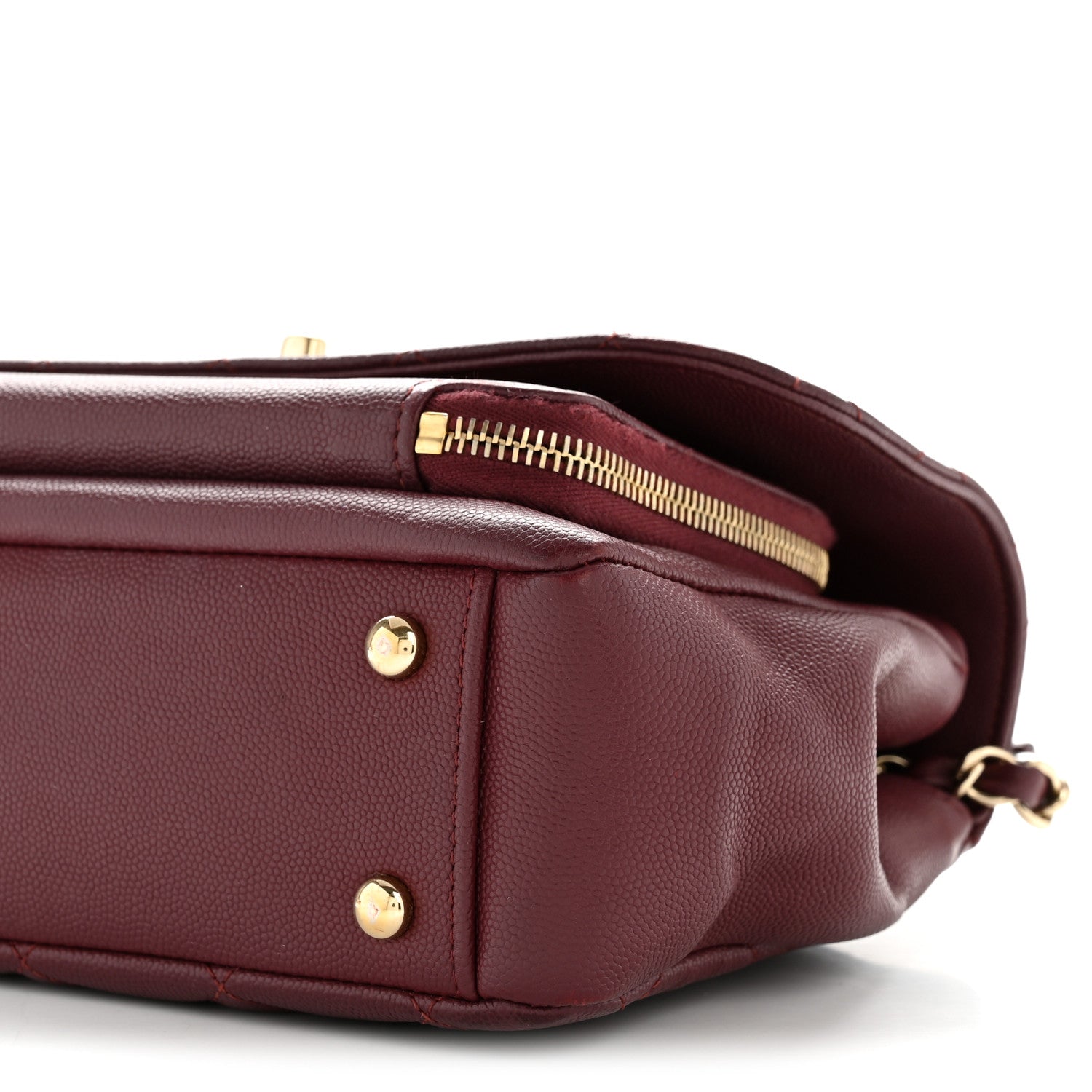 Caviar Quilted Small Business Affinity Flap Burgundy