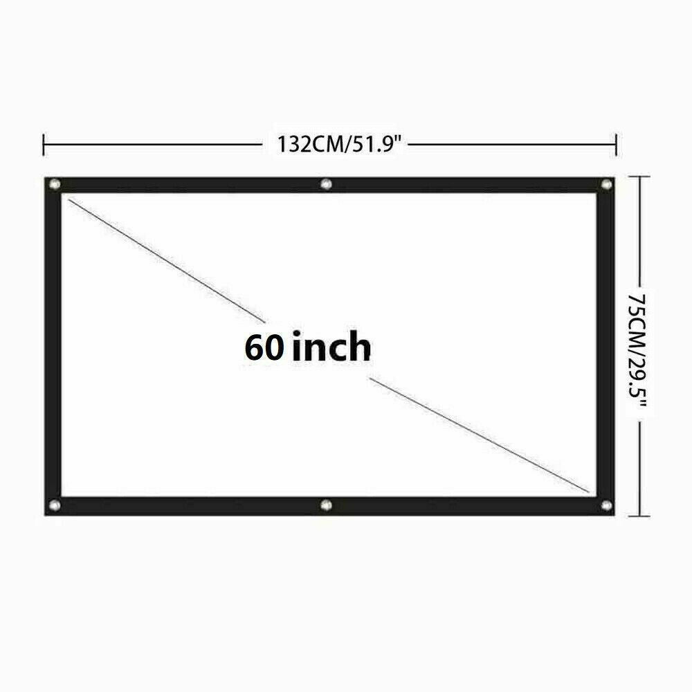 Portable Foldable Projector Screen 16:9 HD Outdoor Home Cinema Theater 3D Movie - 100 in