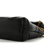 Lambskin Quilted Small Loulou Puffer Monogram Chain Satchel Black
