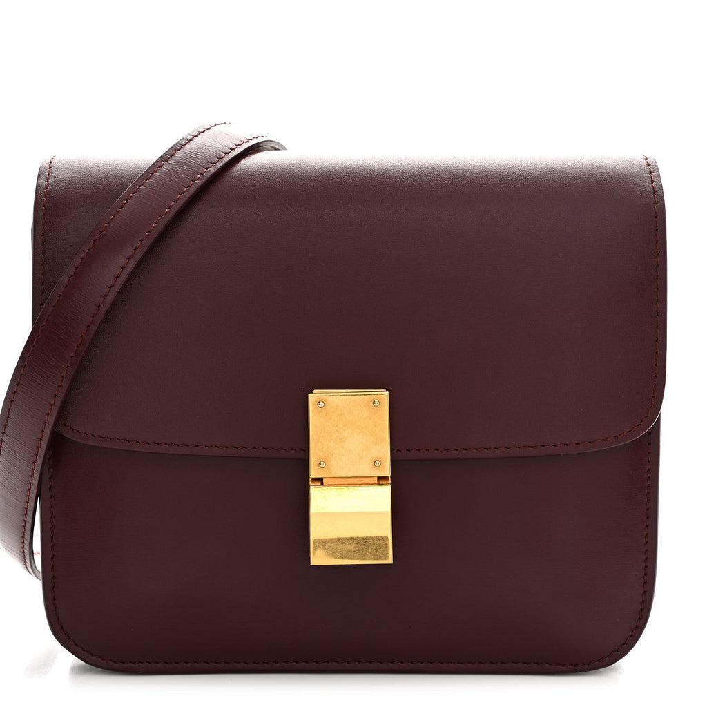 Box Calfskin Teen Classic Box Flap Bag Burgundy