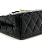 Shiny Aged Calfskin Quilted Nano Kelly Shopper Black