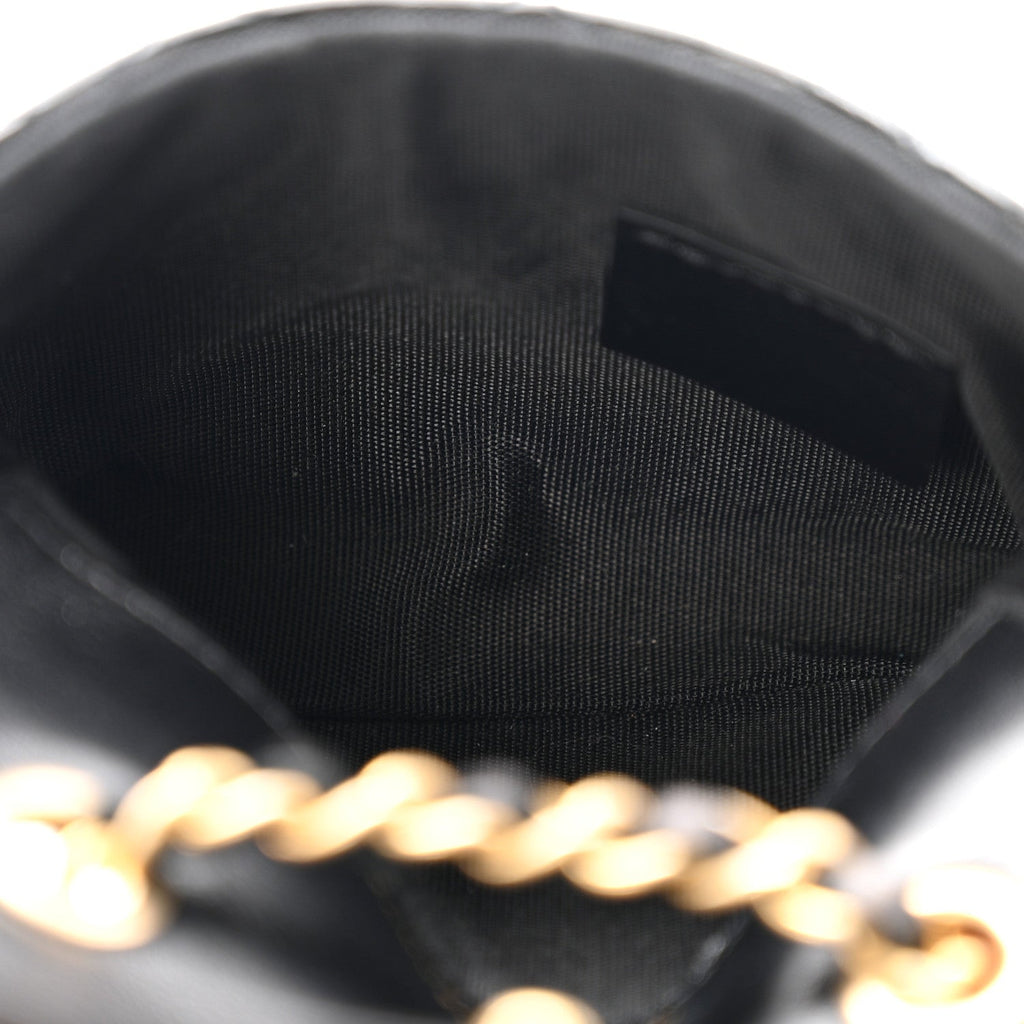 Shiny Aged Calfskin Quilted Waist Belt Bag Black