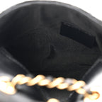 Shiny Aged Calfskin Quilted Waist Belt Bag Black