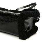 X UGG Crinkle Patent Shearling Small Shopping Bag Black
