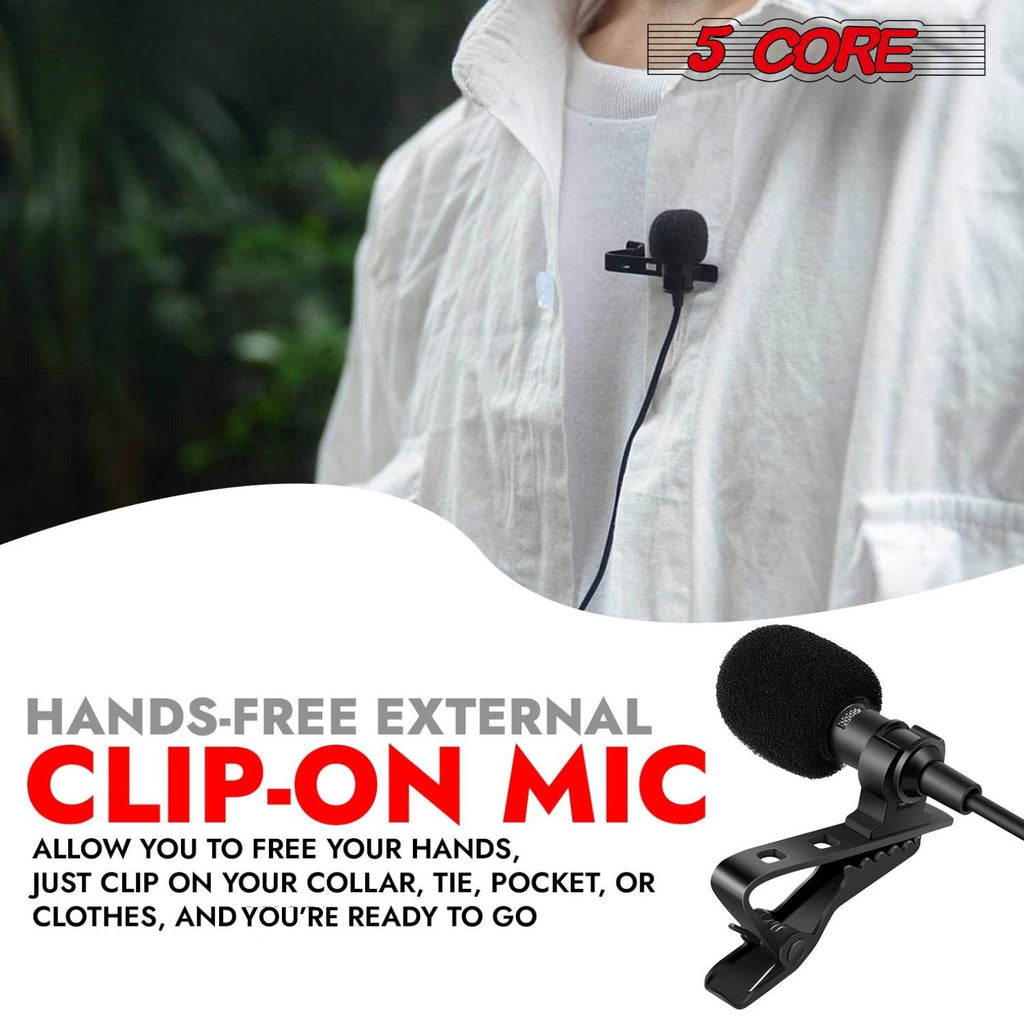 Professional Omnidirectional Lavalier Microphone 3.5mm Clip-On Lapel Mic for Smartphone DSLR Camera PC Interview Video Camcorders Audio Recorder -2 Pieces