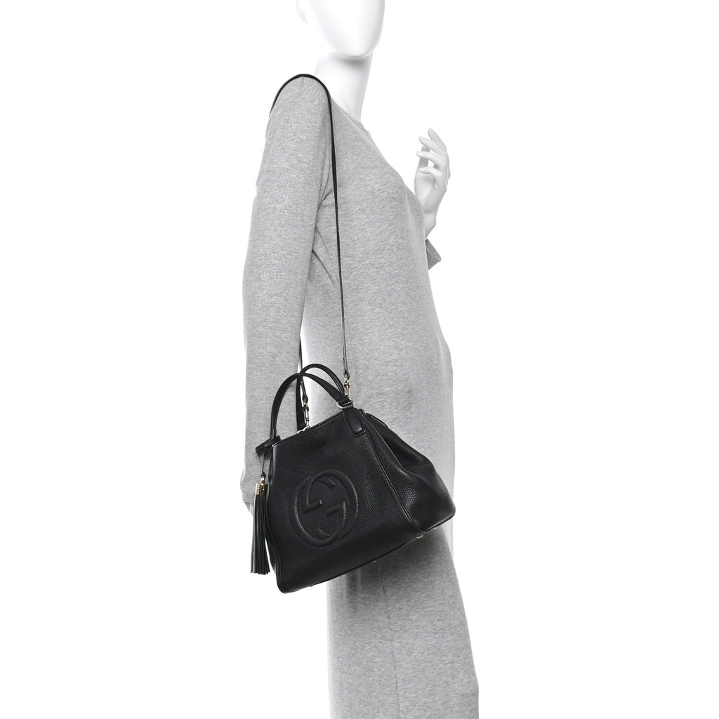 Pebbled Calfskin Small Soho Shoulder Bag Black