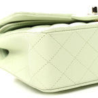 Caviar Quilted Small Double Flap Light Green