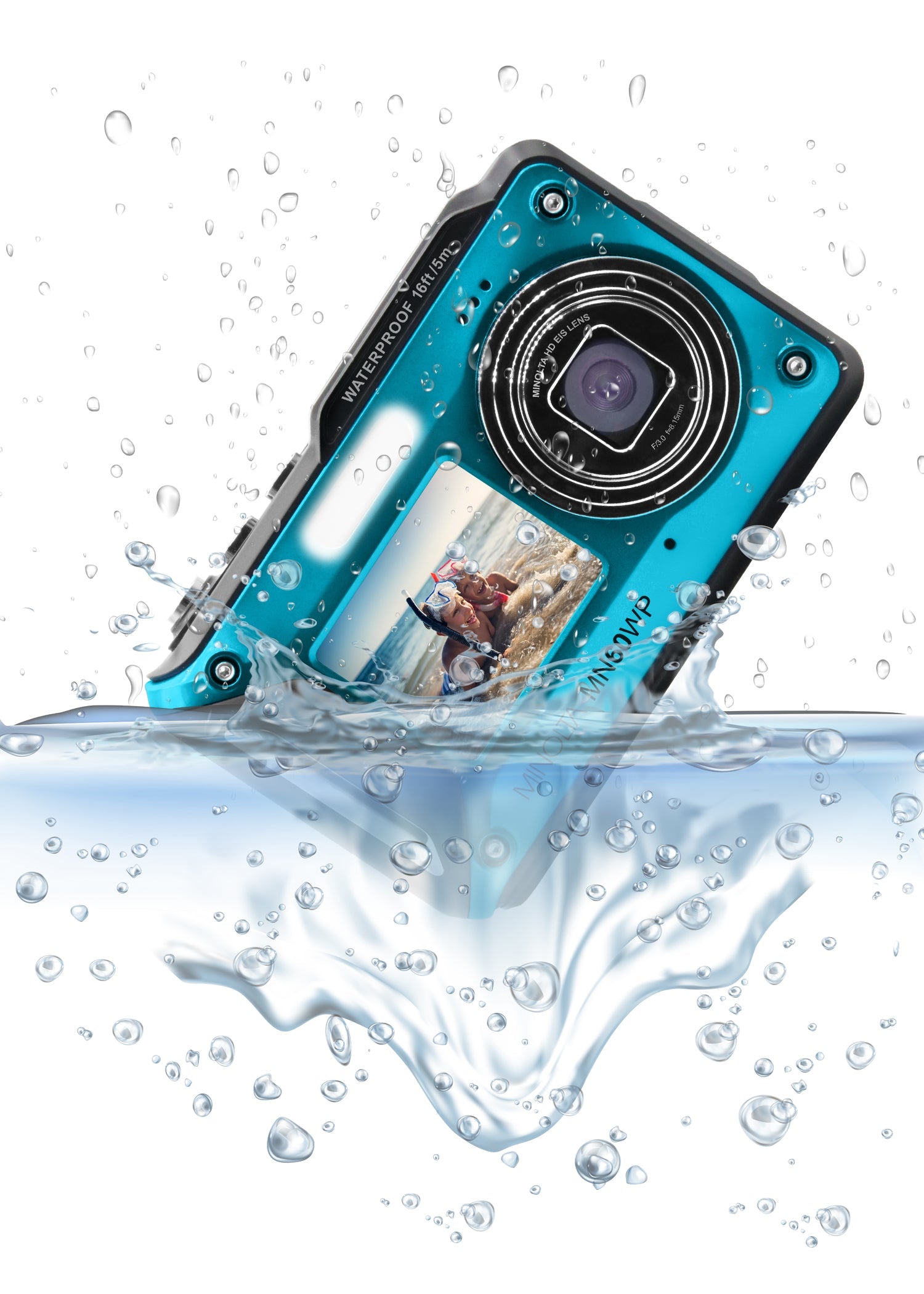 MINOLTA MN60WP 48 MP / 4K Ultra HD Waterproof Camera w/WiFi & Dual LCD (Magenta)
