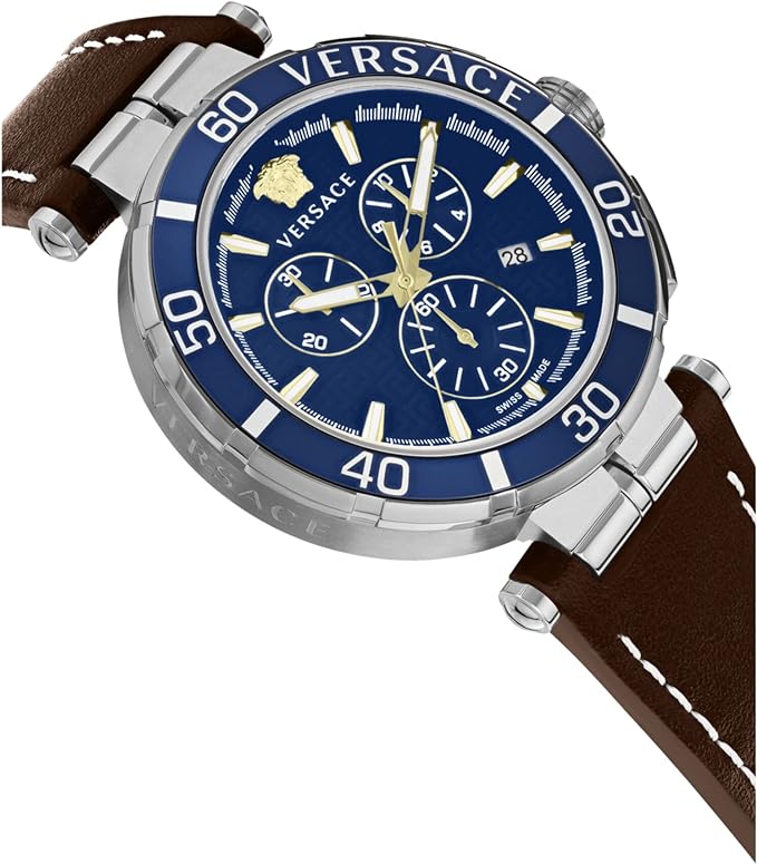 Versace Men's Watch 45mm Greca Chronograph Blue