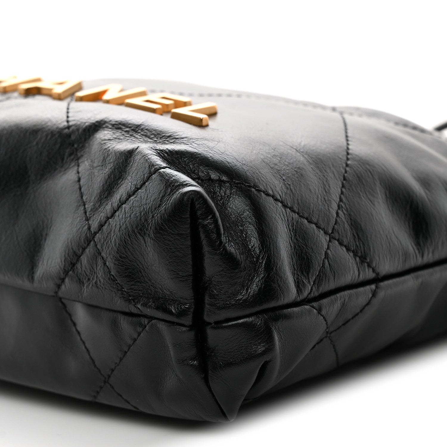 Shiny Calfskin Quilted Mini Chanel 22 Black