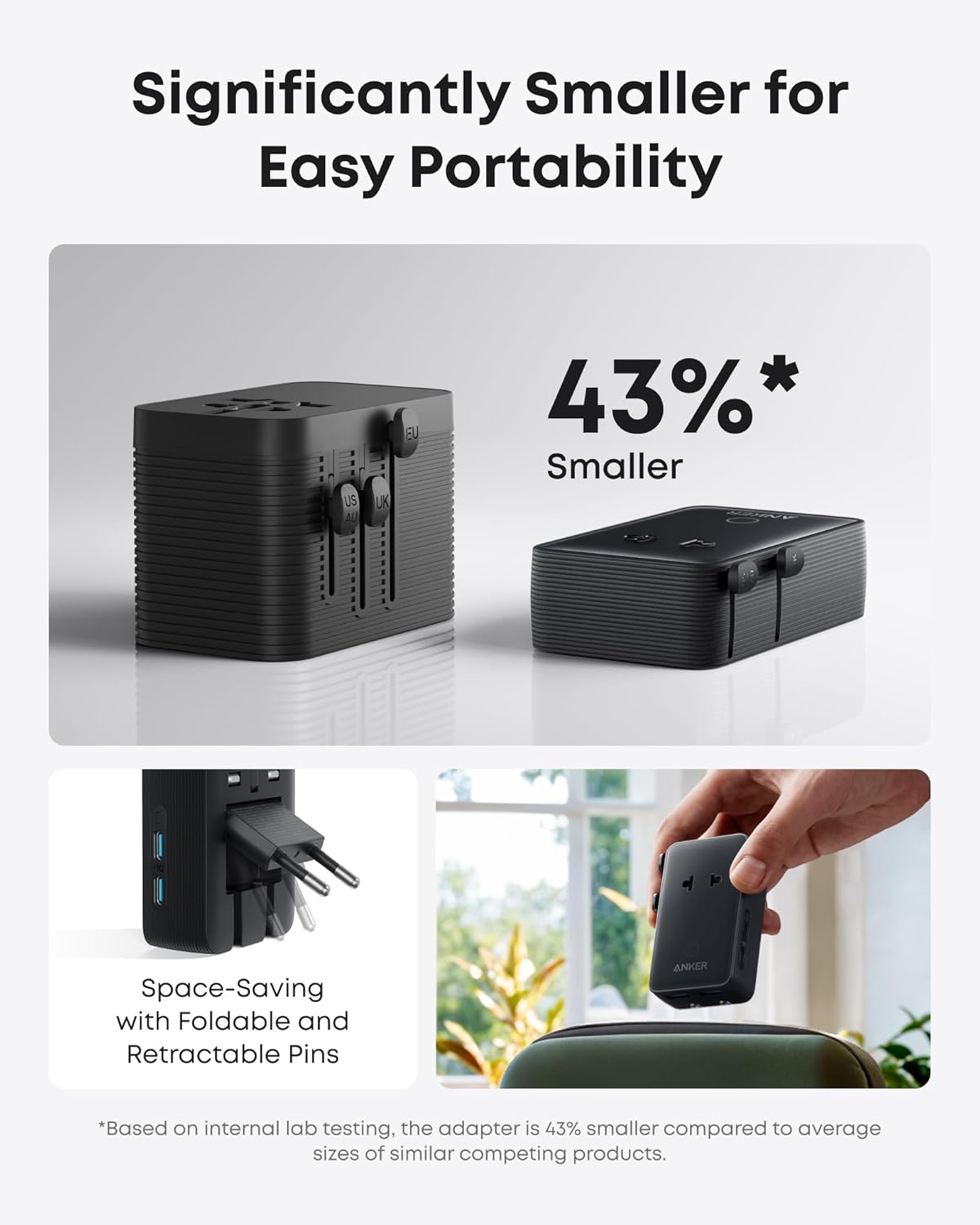 Anker Laptop Power Bank (25K, 165W, Built-In and Retractable Cables) and Anker Nano Travel Adapter (5-in-1, 20W, 1-Pack)