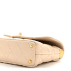 Lambskin Quilted Small Flap Top Handle Bag Beige