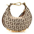Fabric Jacquard FF 1974 Nano Fendigraphy Hobo Charm Beige