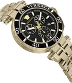Versace Men's Watch 45mm Greca Chronograph Black Gold