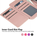 Entronix Case Compatible with iPhone 17 Air - Foldable Leather Wallet, Card Holder & Lanyard