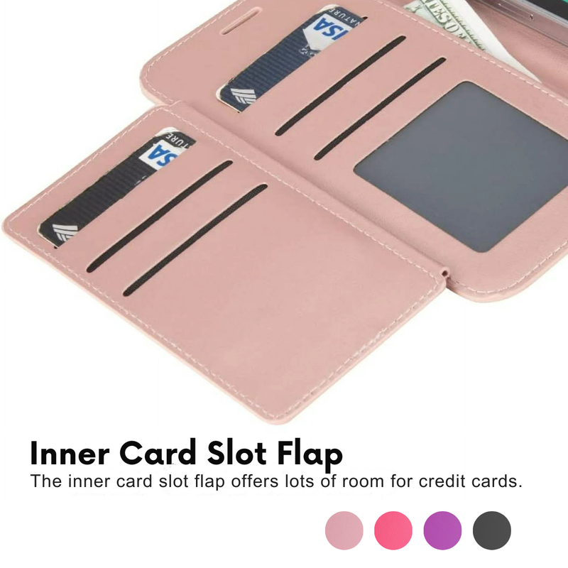 Entronix Case Compatible with iPhone 17 - Foldable Leather Wallet, Card Holder & Lanyard