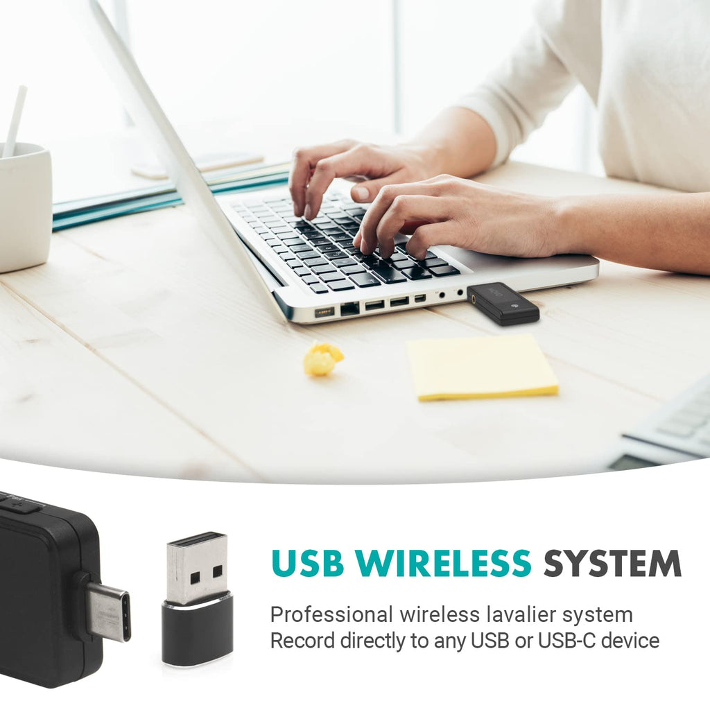 Movo WMX-1-UL Wireless USB and USB-C Lavalier Microphone System for Computers