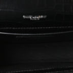 Calfskin Crocodile Embossed Small Classic Monogram Kate Tassel Satchel Black