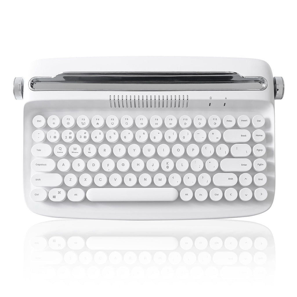 ACTTO B303 Wireless Keyboard, Retro Bluetooth Aesthetic Typewriter Style Keyboard with Integrated Stand for Multi-Device