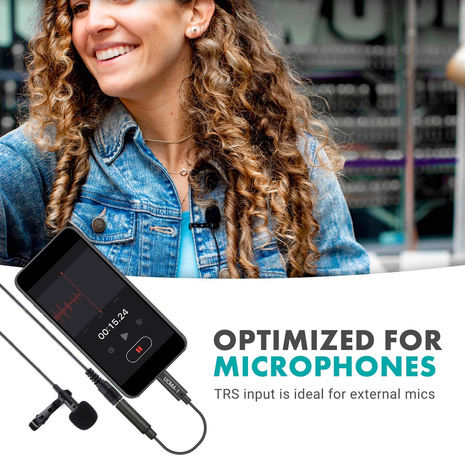 Movo UCMA-1 F 3.5mm TRS Mic to USB Type-C Dongle