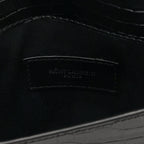 Calfskin Crocodile Embossed Uptown Monogram Pouch Black