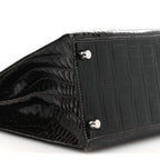 Shiny Porosus Crocodile Kelly Sellier 28 Gris Elephant