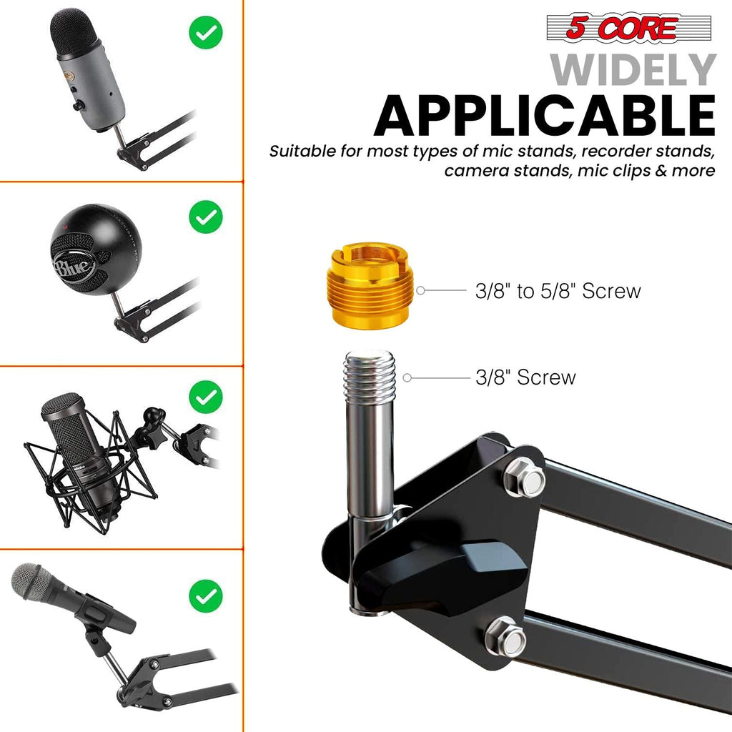 Microphone Arm Stand Upgraded Adjustable Suspension Boom Scissor Arm Mic Holder with Pop Filter 3/8" to 5/8" Adapter Mic Clip Shock Mount Cable Ties ARM SET 16