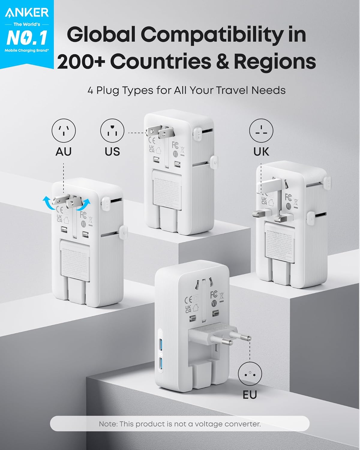 Anker Laptop Power Bank (25K, 165W, Built-In and Retractable Cables) and Anker Nano Travel Adapter (5-in-1, 20W, 1-Pack)