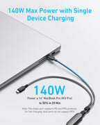 Anker Nano Wireless Car Charger (Magnetic, Detachable Pad) and Anker 140W 2-in-1 USB-C to USB-C Cable