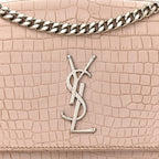 Calfskin Crocodile Embossed Medium Monogram Sunset Rose Antic