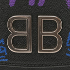 Grained Calfskin Graffiti BB Chain Wallet Black Bleu Violet