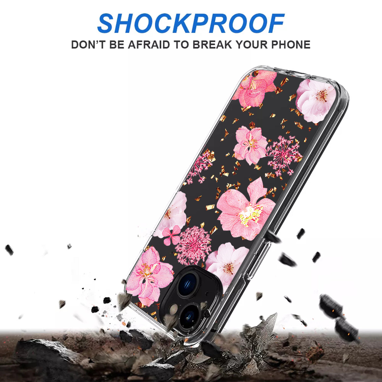 Pressed Dried Flower Design Phone Case For Iphone 14 Plus In Pink