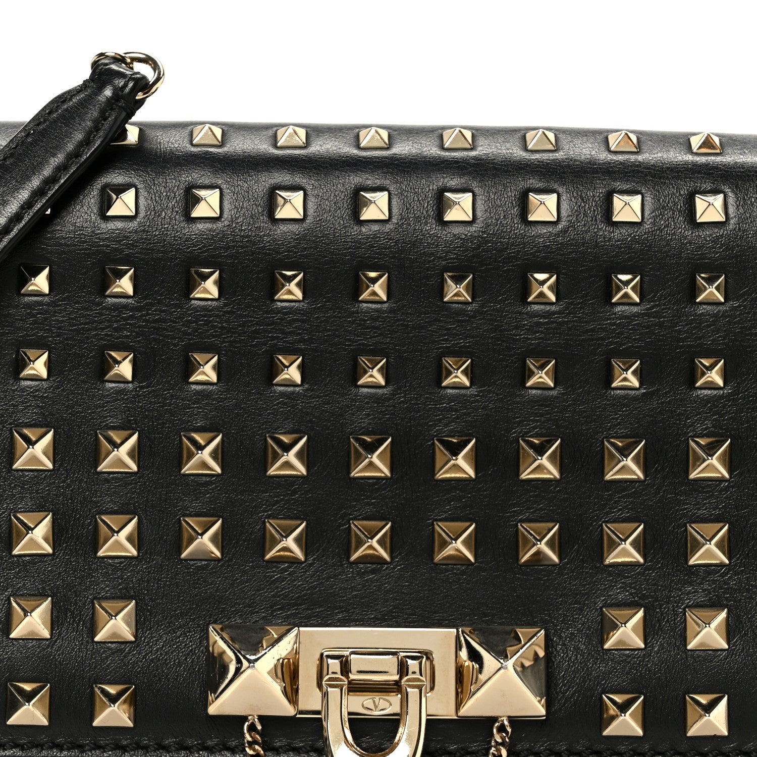 Vitello Rockstud All Over Demilune Shoulder Bag Black