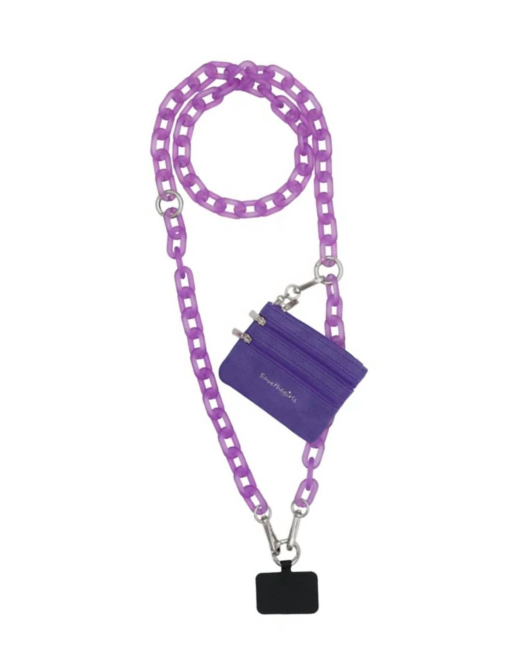Women's Ice Chain & Pouch Phone Strap In Purple