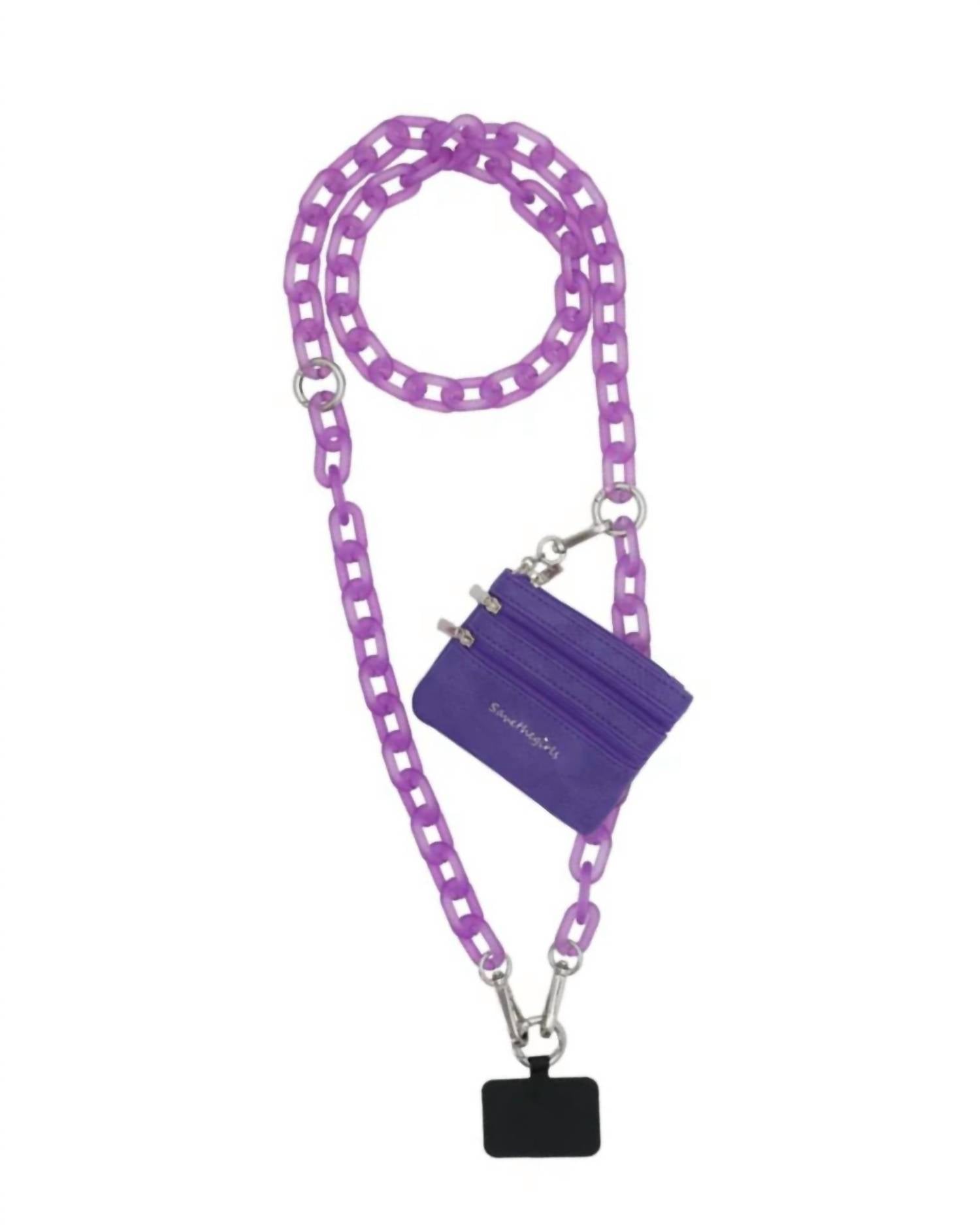 Women's Ice Chain & Pouch Phone Strap In Purple