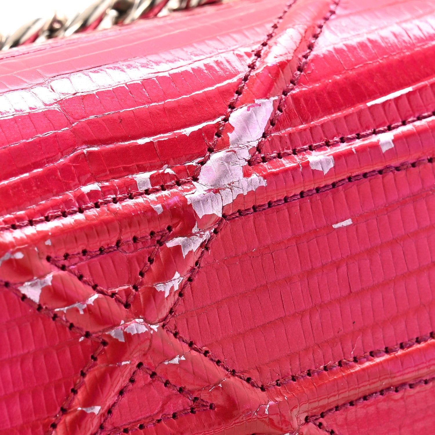 Metallic Lizard Small Diorama Flap Bag Fuchsia