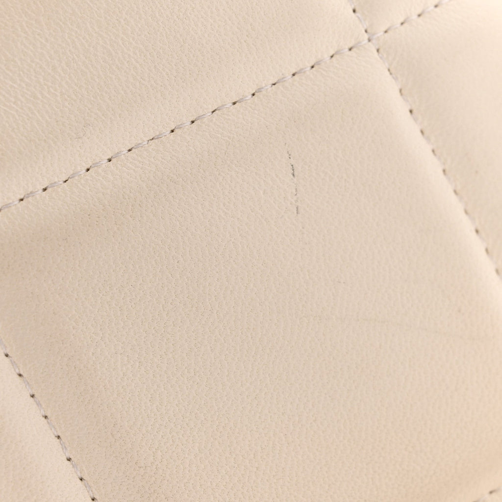 Lambskin Quilted Chanel 19 Round Clutch With Chain White
