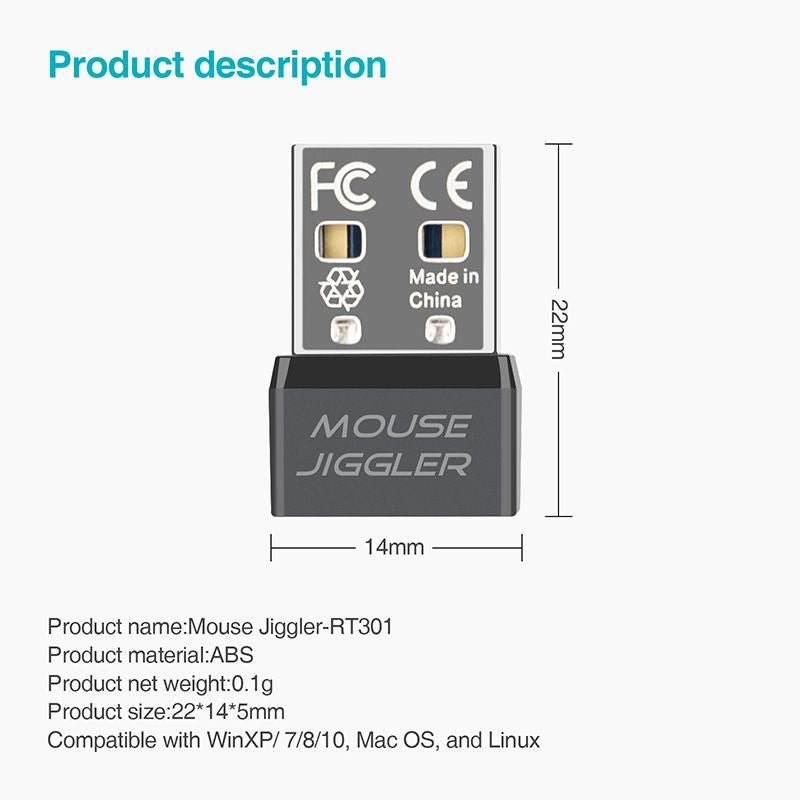 Mouse Jiggler Mouse Mover Wiggler Undetectable Shaker USB Port for Computer Laptop, Keeps PC Awake, Simulate Mouse Movement to Prevent Computer Laptop Entering Sleep, No Software Plug-and-Play