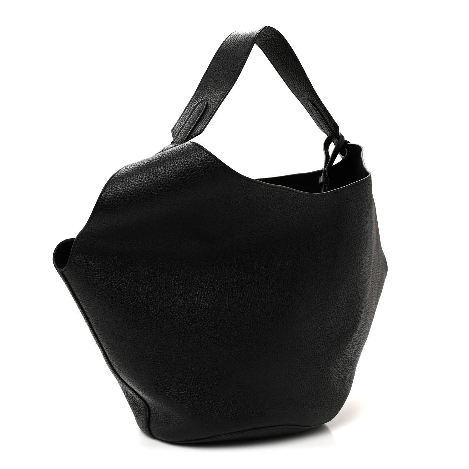 Pebbled Sport Calfskin Medium Lotus Tote Black