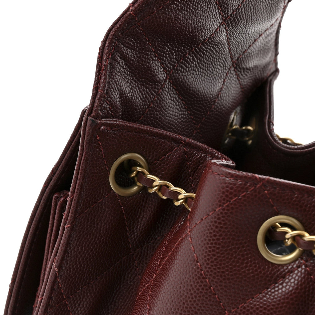 Caviar Quilted Small Chanel 25 Handbag Burgundy